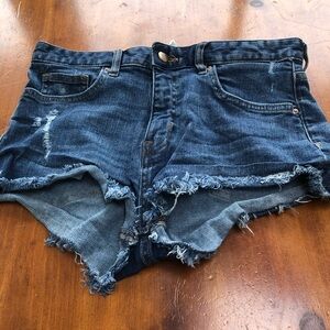 H&M Blue Jean Shorts High-Waisted Distressed size 6, preloved but lots of life